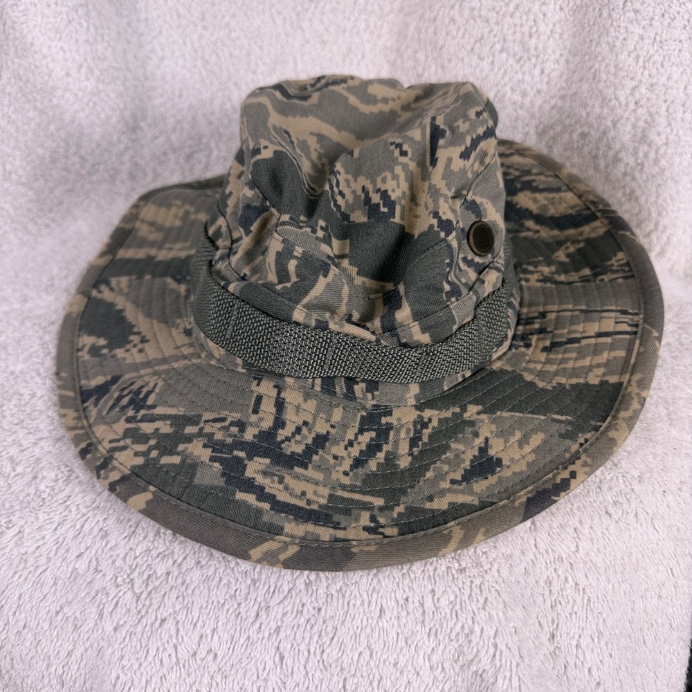 Bucket Hat Military Sun Hot Weather Size 7 1/8 Type V Camo EUC